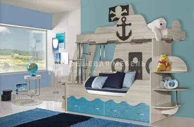 Кровать в комнату для двух мальчиков в форме пиратского корабля в СПБ