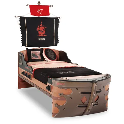 Двухъярусная кровать Кораблик-2, спальные места кровати-корабля 190х80 см -  Кровать-корабль для мальчика, детская в виде кровати-кораблика
