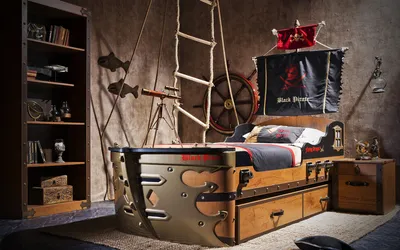 Двухъярусная кровать корабль Пират 90х200 ЧЛК — купить со склада в интернет  магазине мебели