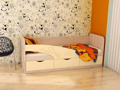 Детская кровать Дельфин 4 МДФ (1,6 м) с ящиками - купить недорого напрямую  от производителя в Москве