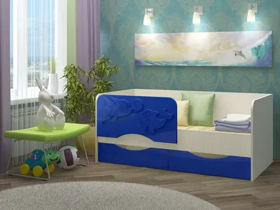 Детская кровать Дельфин-5 с ящиками и бортиком, спальное место 1,6х0,8 м -  Детская кровать Дельфин-5 (1,6 м)