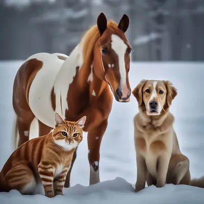 Конь и собака. Лучшие друзья | Пикабу