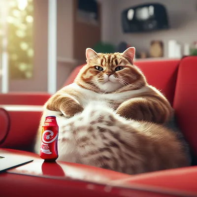 Ленивый кот Кот с ожирением лежит …» — создано в Шедевруме