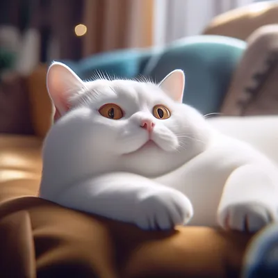 Толстый, белый, ленивый кот Яша с …» — создано в Шедевруме