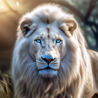 Реалистичный белый лев, альбинос, …» — создано в Шедевруме