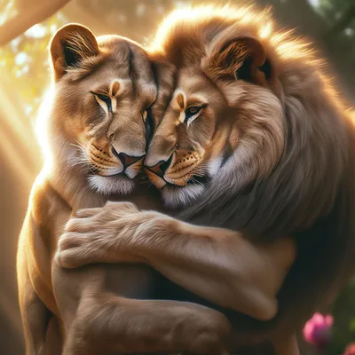 Лев и львица фото любовь 