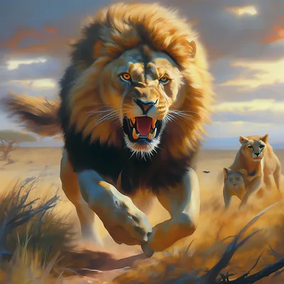 Лев на охоте» — создано в Шедевруме