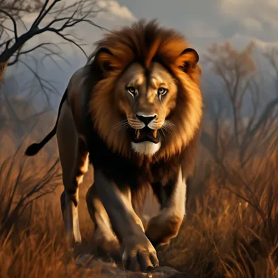 Лев на охоте стоковое фото. изображение насчитывающей табун - 46275670