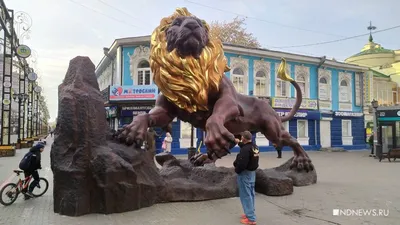 На Вайнера появилась новая статуя от «Сима-ленда», что за статуя льва в  центре Екатеринбурга - 4 октября 2023 - Е1.ру