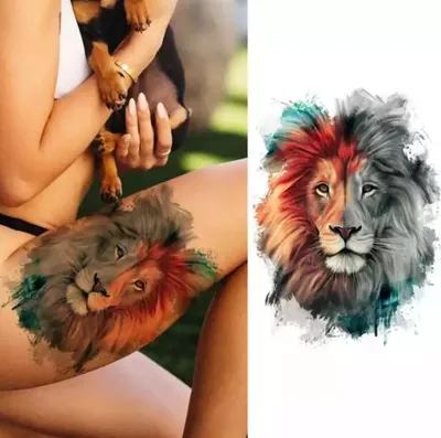 Временная переводная татуировка \"Мирный лев\" ТАТУ УНИСЕКС.- купить по  выгодной цене в интернет-магазине OZON (1014101484)