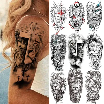 Водостойкая Временная тату-наклейка, зверь, Лев, полярный медведь, флэш-тату,  голова быка, Лесной Волк, боди-арт, искусственная татуировка на руку для  женщин и мужчин | AliExpress