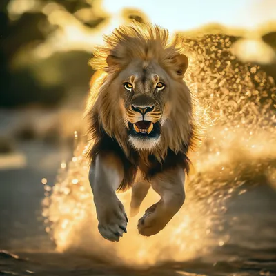 Атакующий лев | Пикабу