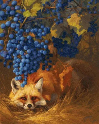 Загадочное изображение: Лиса с виноградом в формате png
