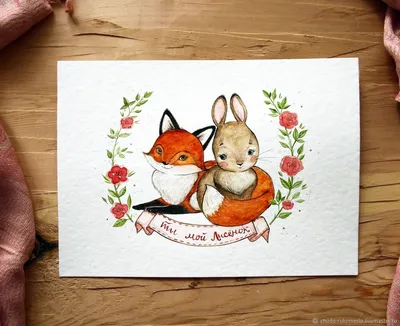 Изображение Лиса и заяц – магическая встреча фэнтезийных созданий
