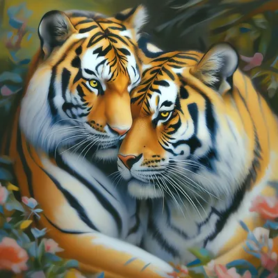 Пара Тигра. Любовь в природе . стоковое фото ©vladvitek 65962501