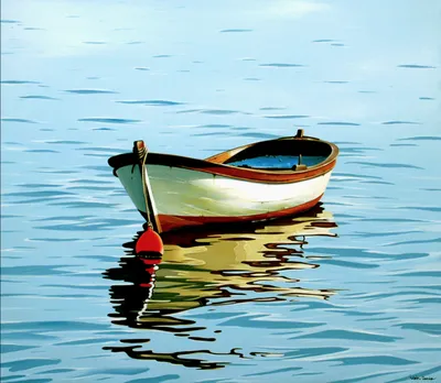 Картина маслом \"Лодка на воде N7\" 60x60 JR191032 купить в Москве