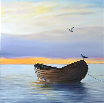 Oil painting boat картина масло холст море восход лодка 60 х 60 см |  Масляная живопись, Картины, Картины маслом
