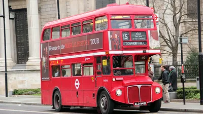 Фотообои Красный автобус в Лондоне купить на стену • Эко Обои