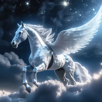 Лошадь с крыльями с прозрачной …» — создано в Шедевруме