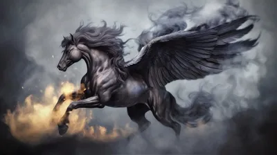 Фотореалистичный конь с крыльями, …» — создано в Шедевруме