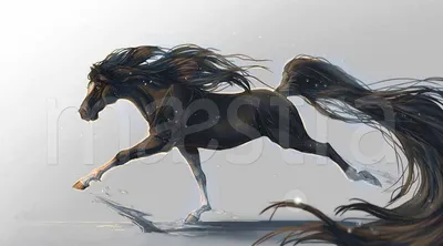 Фотообои Темная лошадь на сером фоне купить в Москве, Арт. 6-102 в  интернет-магазине, цены в Мастерфресок