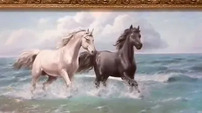 Пейзаж,лошади,море,брызги,лошади в…» — создано в Шедевруме