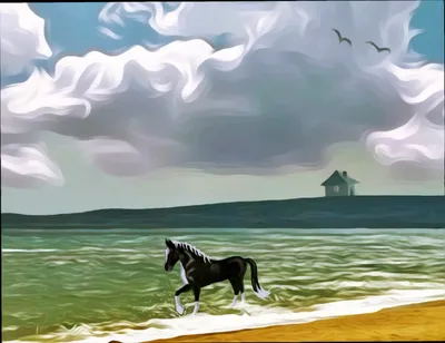 Эжен Делакруа - Лошади, выходящие из моря 1860 | Романтизм | ArtsViewer.com