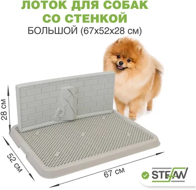 Туалет лоток для собак со стенкой, малый S (50 * 38 см), серый. STEFAN.