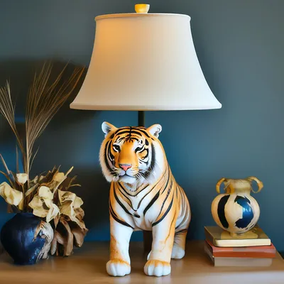 Лысый тигр на лампе» — создано в Шедевруме
