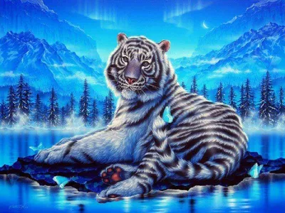 Голубой тигр обои - 63 фото