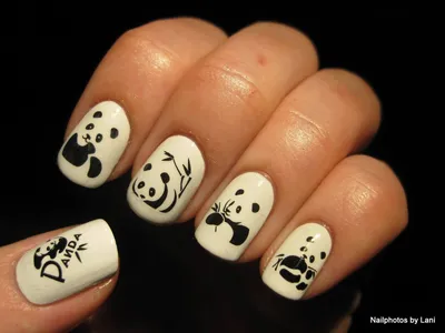 Маникюр. Дизайн ногтей панда. | Nails, Beauty
