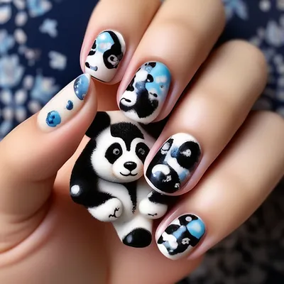 Наклейки для ногтей, 1 шт., с изображением милой панды, Маникюр украшения  для ногтей | AliExpress