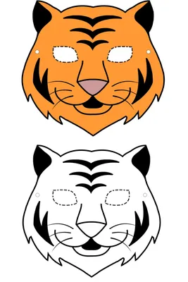 Раскраски тигра маска (42 фото) » Картинки, раскраски и трафареты для всех  - Klev.CLUB