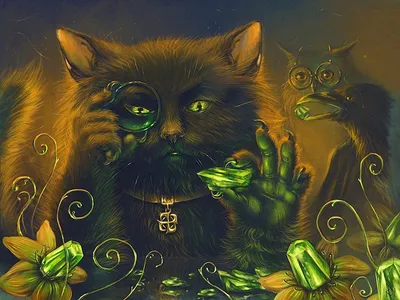 Иллюстрация кот Бегемот в стиле книжная графика | Illustrators.ru