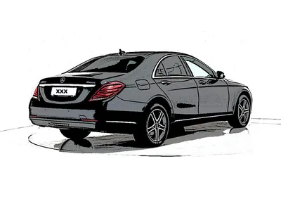 Mercedes-Benz S-Class Sedan - W 222 - Basic Line - Diesel-Electric Models -  2013-2017 - 2 Black Drawing by Stanislaw Cepelev - Fine Art America