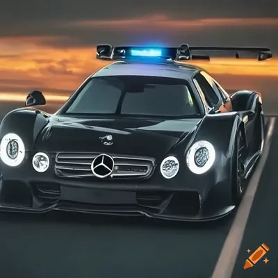 Mercedes clk-gtr amg as a copcar on the highway on Craiyon