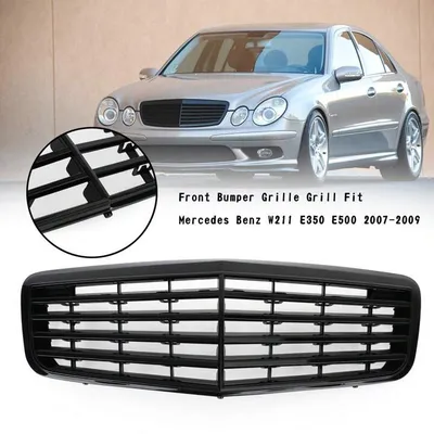 Front Bumper Grille Grill Fit Mercedes Benz W211 E350 500 07-09 AMG Gloss  Black | SHEIN USA