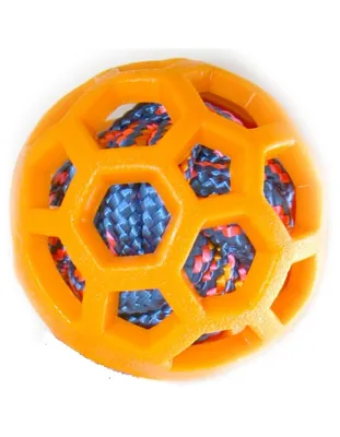 Игрушка для собак Мяч резиновый с цветной веревкой в Санкт-Петербурге