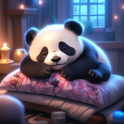 Милая панда супер мило спит в …» — создано в Шедевруме