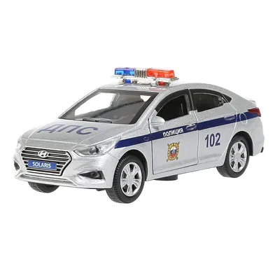 Купить модель машины Технопарк Hyundai Solaris Полиция, инерционная,  SОLАRIS2-12SLРОL-SR, цены на Мегамаркет