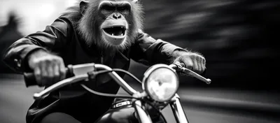 Красивая фотография мотоцикла макака на фоне природы