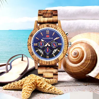 Wood Watch Wooden Quartz Date Display Men's Wristwatch gift for men | eBay