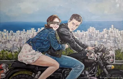 Художественный арт с изображением мотоцикла