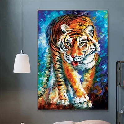 Абстрактная картина маслом, нарисованный тигр на холсте, печать на стене,  художественная роспись для украшения гостиной, безрамный куадрос – лучшие  товары в онлайн-магазине Джум Гик