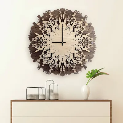 Большие настенные часы \"Ботаника\" 60 см орех деревянные интерьерные часы  дизайнерские для гостиной оригинальные - купить по низкой цене в  интернет-магазине OZON (151453872)