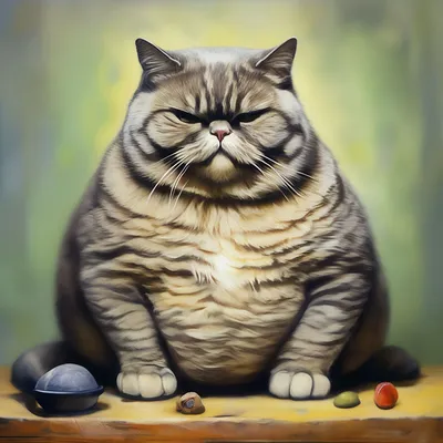Жирный недовольный кот» — создано в Шедевруме