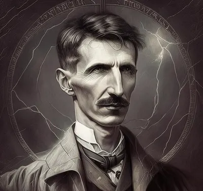 Nikola Tesla Modern Portrait print by Leon Devenice | Posterlounge