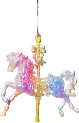 Новогодняя подвеска лошадь на санях прозрачная, 9 х 10см (за 1 шт). Пластик  (ID#2022595673), цена: 45 ₴, купить на Prom.ua