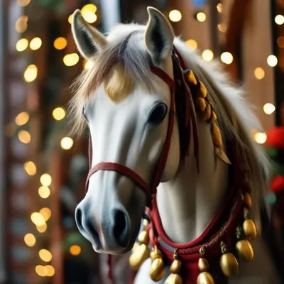 Белая Лошадь Рождественском Венке Новогодняя Рождественская Лошадь стоковое  фото ©kwadrat70 425811760