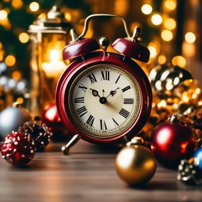 Красивые новогодние часы с еловыми …» — создано в Шедевруме